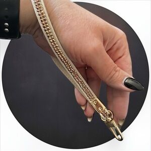 BOGO Beige & Rose Gold accents Wristlet Strap